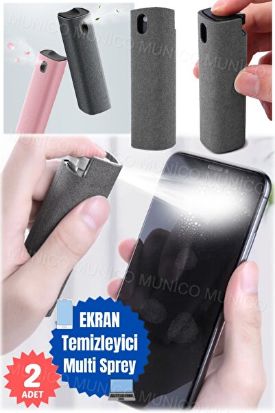 Munico 2 Adet Doldurulabilir Şişeler Mikrofiber Ekran Temizleyici Sprey Şişes...