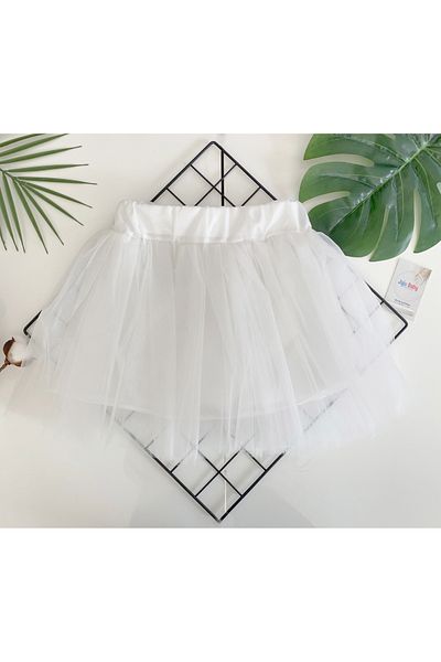 Jaju Baby Λευκή Χρωματιστή Κοριτσίστικη Φούστα Tutu - Ελαστική μέση