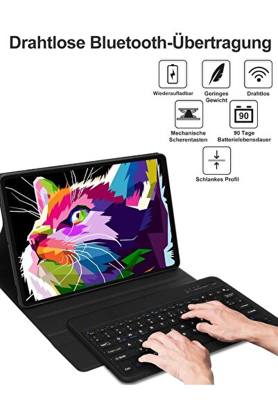 m.tk moveteck Samsung Galaxy Tab S7 Fe S8 Plus 12.4inç Uyumlu Klavyeli Tablet Kılıf Bölmeli Bluetooth Q  T970