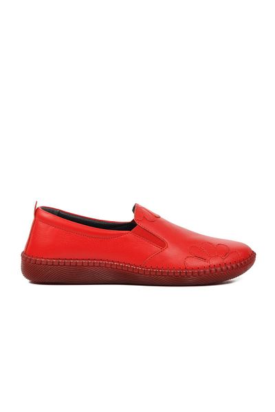 AYAKMOD 04035 Model Premium Red Genuine Leather Women's Casual Shoes