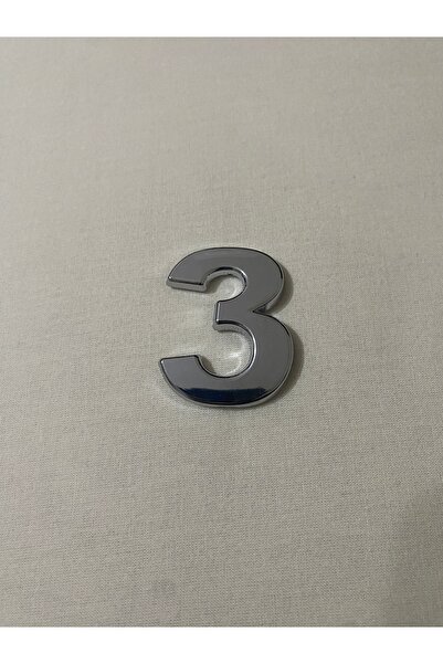 3dbaskisepeti 3 (ÜÇ) NUMARA Yapışkanlı Daire Bina Villa Kapı Numarası Krom Crom 4 CMx5CM NO:3 PLASTİK