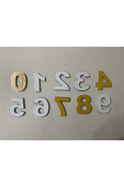 3dbaskisepeti 7 (YEDİ) NUMARA Yapışkanlı Daire Bina Villa Kapı Numarası Krom Crom 4 CMx5CM NO:7 PLASTİK