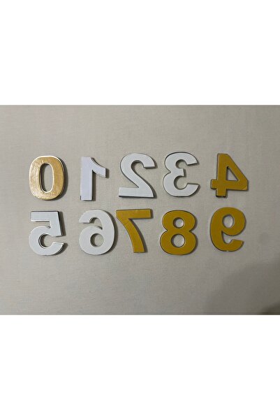 3dbaskisepeti 0 (SIFIR) NUMARA Yapışkanlı Daire Bina Villa Kapı Numarası SARI GOLD 4 CMx5CM NO:0 PLASTİK