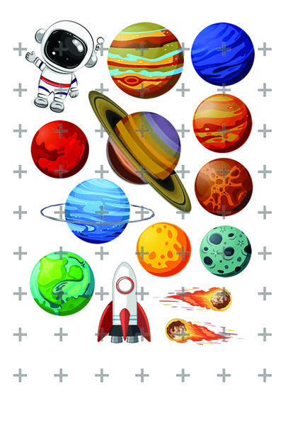 Lyroni Yenilebilir Şeker Kağıt Uzay Temalı Pasta Süsleme