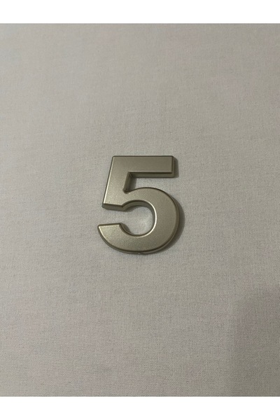 3dbaskisepeti 5 (BEŞ) NUMARA Yapışkanlı Daire Bina Villa Kapı Numarası SARI GOLD 4 CMx5CM NO:5 PLASTİK