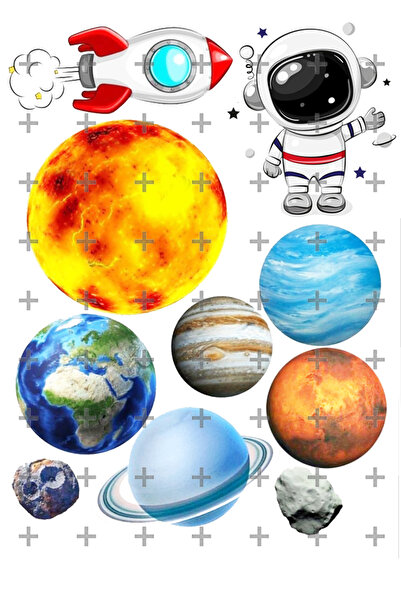 Lyroni Yenilebilir Şeker Kağıt Uzay Temalı Pasta Süsleme