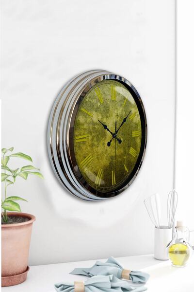 Kasva Concept هدية ساعة حائط عتيقة من معدن الكروم مقاس 40 سم