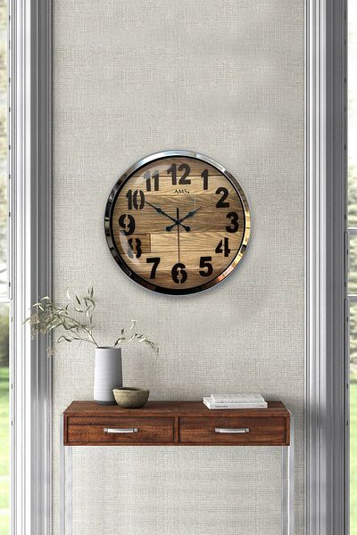 Kasva Concept Gift 40 cm Chrome Metal Plain Wall Clock