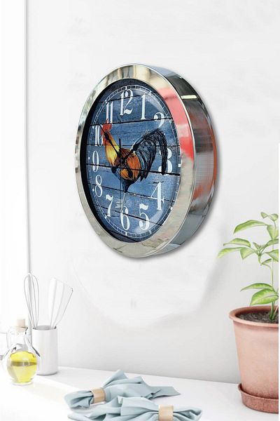 Kasva Concept Gift 36 cm Chrome Metal Horos Wall Clock