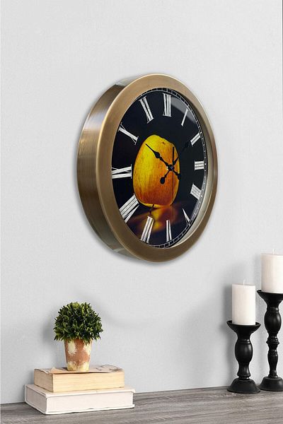 Kasva Concept Gift 36 cm Antique Metal Apple Wall Clock
