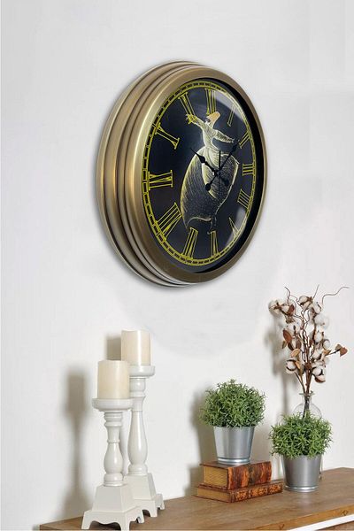 Kasva Concept Gift 40 cm Antique Metal Mevlana Wall Clock