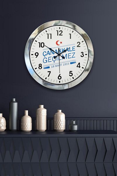 Kasva Concept Gift 36 cm Chrome Metal Çanakkale Wall Clock