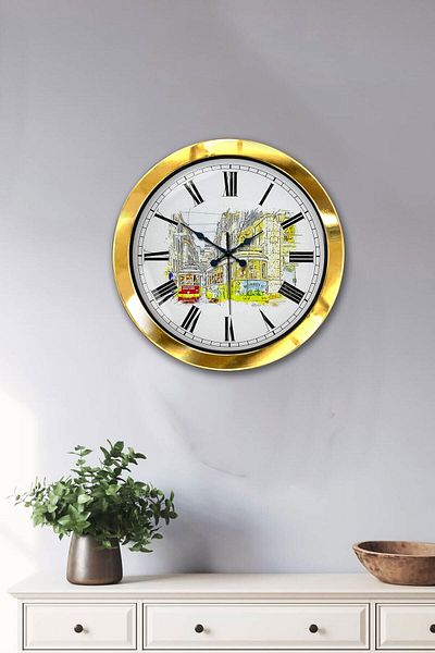 Kasva Concept Gift 36 cm Gold Metal Nostalgia Wall Clock