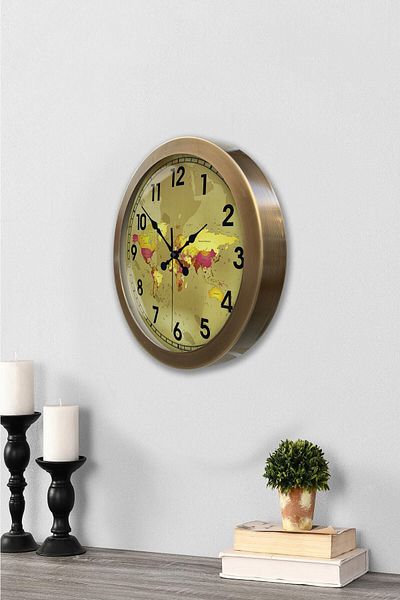 Kasva Concept Gift 36 cm Antique Metal Map Wall Clock