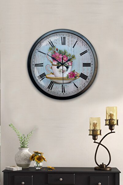 Kasva Concept هدية ساعة حائط مطبخ معدنية سوداء مقاس 40 سم