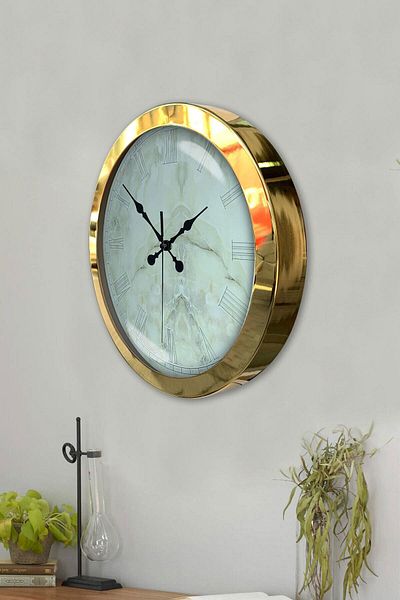 Kasva Concept Gift 36 cm Gold Metal Kitchen Wall Clock