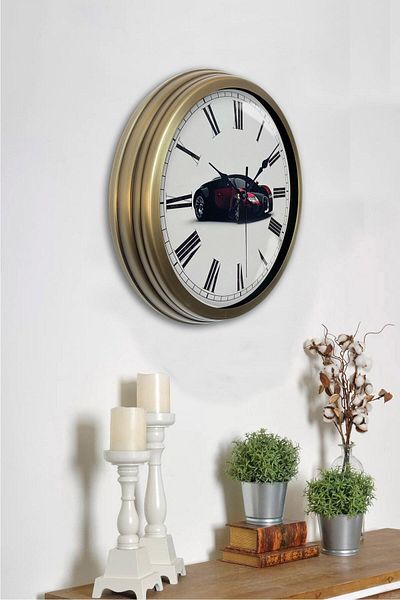 Kasva Concept 40 cm Antique Metal Bugatti Gift Wall Clock