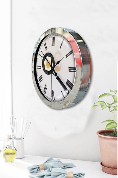 Kasva Concept Gift 36 cm Chrome Metal Kitchen Wall Clock