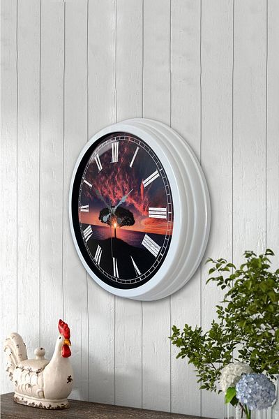 Kasva Concept Gift 40 Cm White Metal Tree Wall Clock