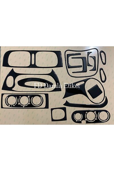 FD Damla Etiket Renault Megane 1 - Torpedo, Console, Trim, Chest Mahogany Finish, Black Special Design