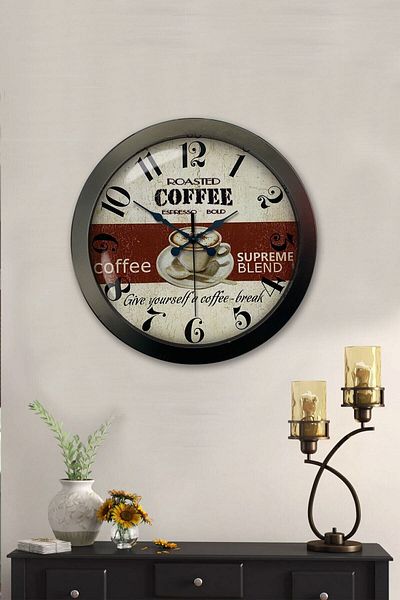 Kasva Concept Gift 36 cm Black Metal Espresso Wall Clock