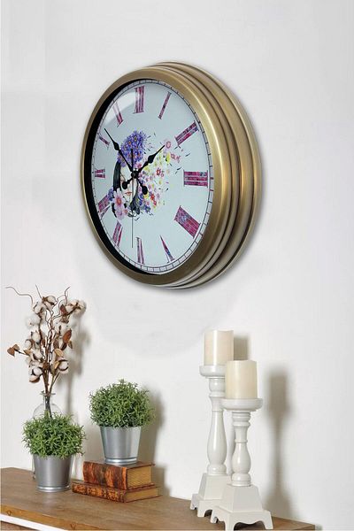 Kasva Concept Gift 40 cm Antique Metal Beauty Wall Clock
