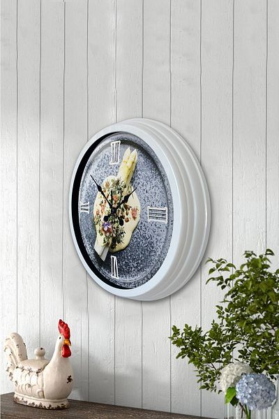 Kasva Concept Gift 40 cm White Metal Kitchen Wall Clock