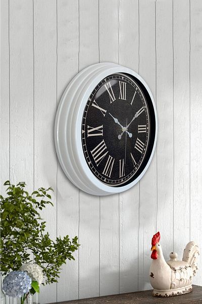 Kasva Concept Δώρο 40 εκ. Λευκό Μεταλλικό Μαύρο Ρολόι Τοίχου