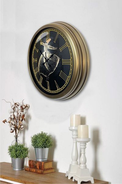 Kasva Concept Gift 40 cm Antique Metal Mevlana Wall Clock
