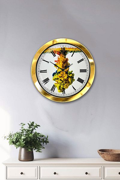 Kasva Concept Gift 36 cm Gold Metal Color World Wall Clock