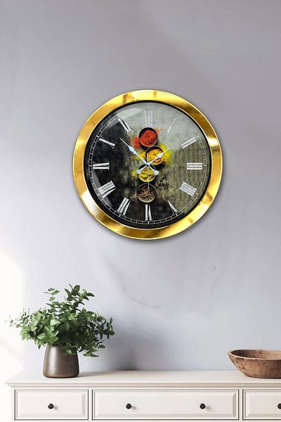 Kasva Concept Gift 36 cm Gold Metal Kitchen Wall Clock