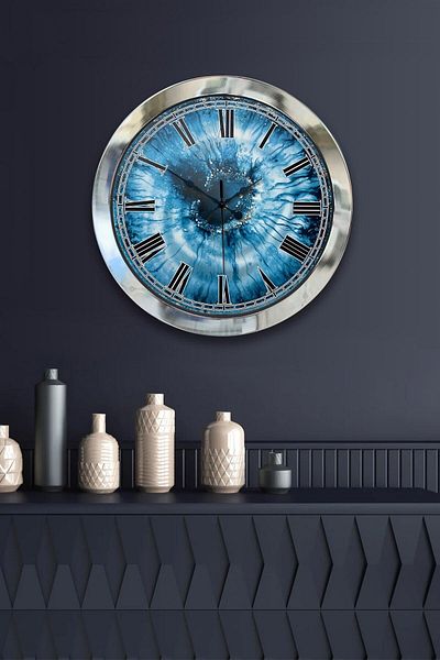 Kasva Concept Gift 36 Cm Chrome Metal Eye Wall Clock