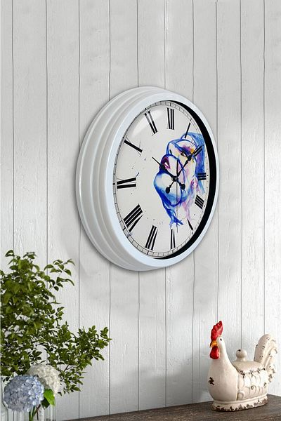 Kasva Concept 40 cm White Metal Modern Art Wall Clock