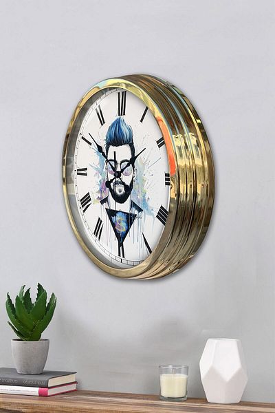 Kasva Concept Gift 40 cm Gold Metal Character Wall Clock