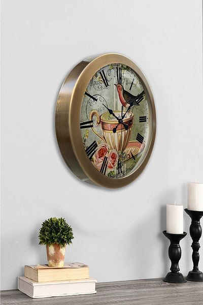 Kasva Concept 36 cm Antique Metal Bird Wall Clock
