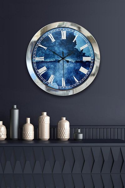 Kasva Concept Gift 36 cm Chrome Metal White Roman Wall Clock