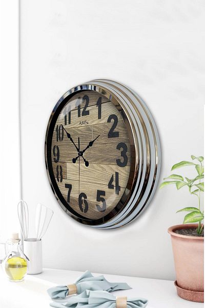 Kasva Concept Gift 40 cm Chrome Metal Plain Wall Clock
