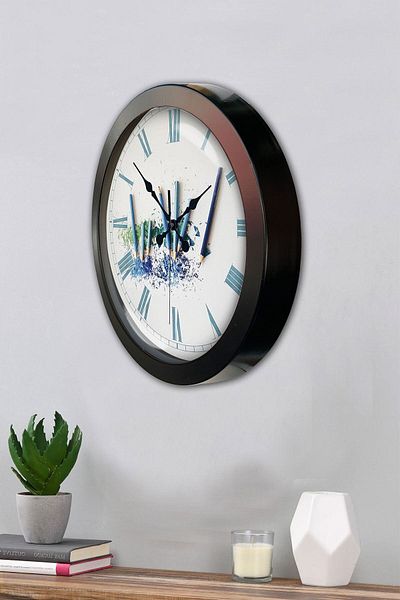 Kasva Concept Gift 36 cm Black Metal Pencil Wall Clock