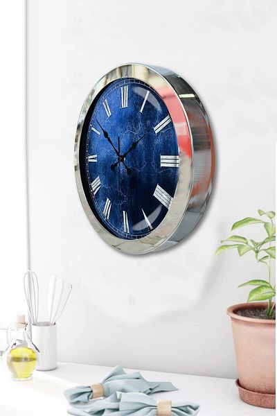 Kasva Concept Gift 36 cm Chrome Metal Ekol Wall Clock
