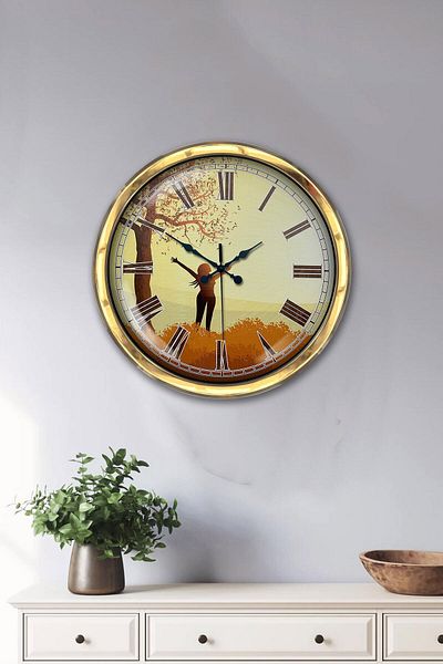 Kasva Concept Gift 40 Cm Gold Metal Freedom Wall Clock