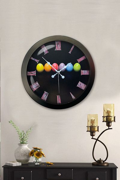 Kasva Concept Gift 36 cm Black Metal Egg Wall Clock