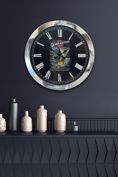 Kasva Concept Gift 36 cm Chrome Metal Cafe Wall Clock