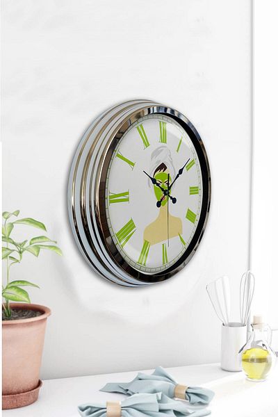 Kasva Concept Gift 40 cm Chrome Metal Beauty Wall Clock