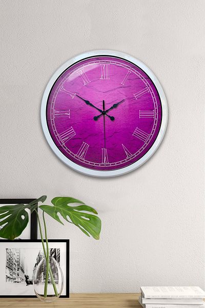Kasva Concept Gift 40 cm White Metal Purple Wall Clock