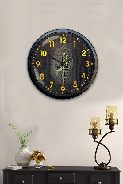 Kasva Concept هدية ساعة حائط مزخرفة معدنية سوداء مقاس 40 سم