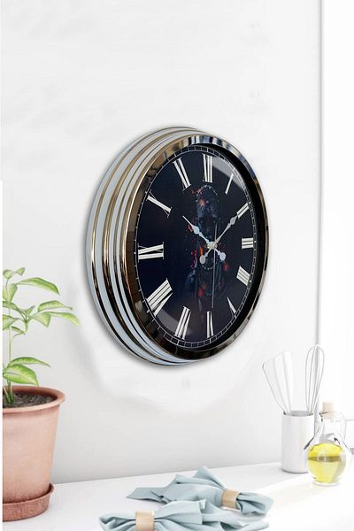 Kasva Concept Gift 40 cm Chrome Metal African Girl Wall Clock Gift