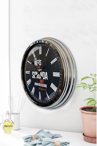 Kasva Concept Gift 40 cm Chrome Metal Promise Wall Clock