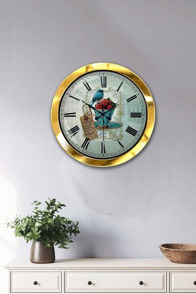 Kasva Concept Gift 36 cm Gold Metal Kitchen Wall Clock