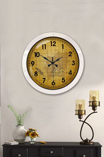 Kasva Concept Gift 36 cm White Metal Yellow Wall Clock