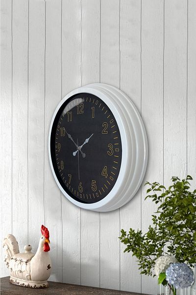 Kasva Concept 40 cm White Metal Black Yellow Wall Clock